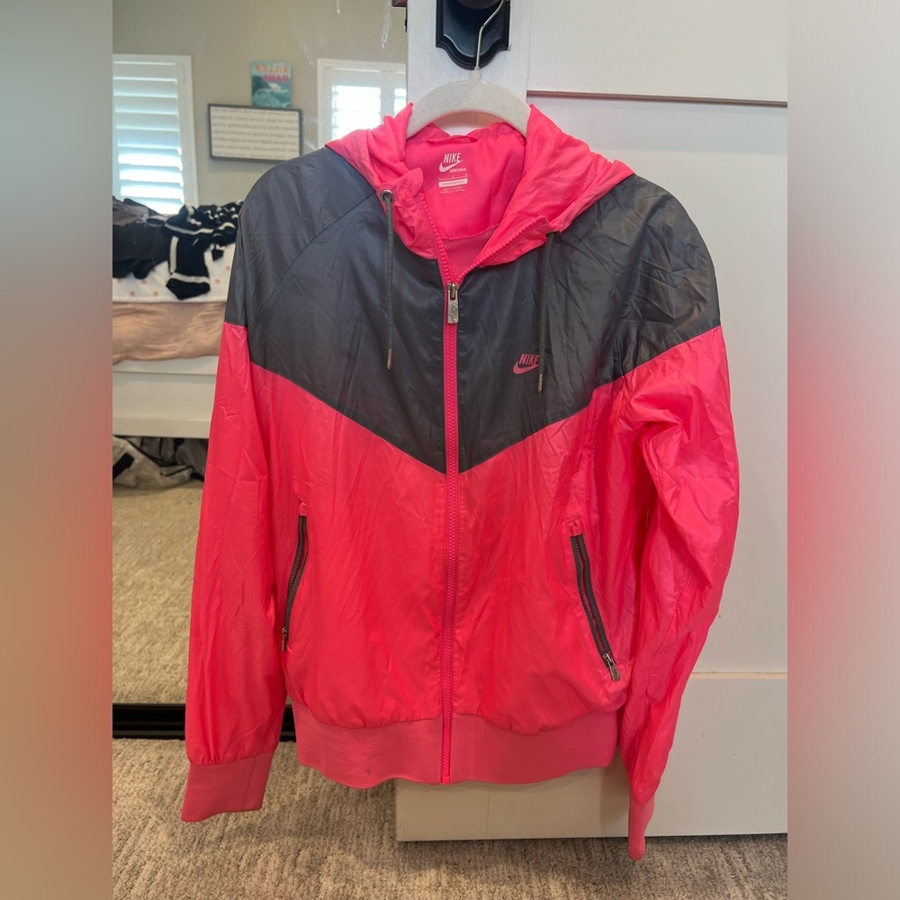 Nike Pink and Gray Windbreaker Jacket